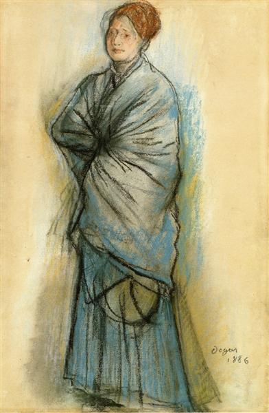 Женщина в синем (Портрет мадемуазель Элен Руар), 1886 - Эдгар Дега