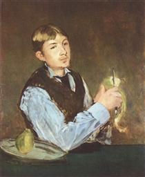 A young man peeling a pear (Portrait Of Leon Leenhoff) - 馬奈