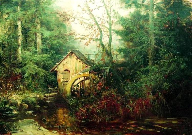 Forest Landscape with Watermill - Efim Volkov