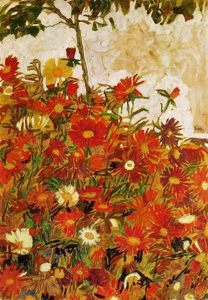 Поле квітів, 1910 - Егон Шиле