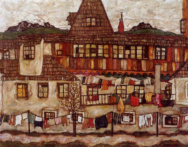 House with Drying Laundry, 1917 - Egon Schiele