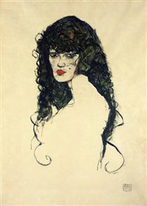 Портрет жінки з чорним волоссям - Егон Шиле
