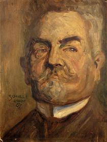Portrait of Leopold Czihaczek (Head of a Bearded Man I) - Egon Schiele