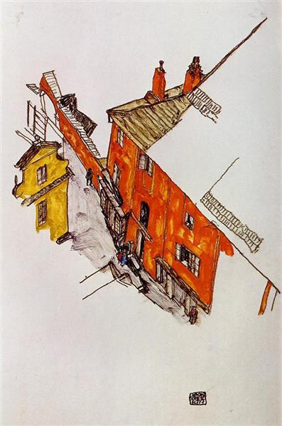 Street in Krumau, 1917 - Egon Schiele