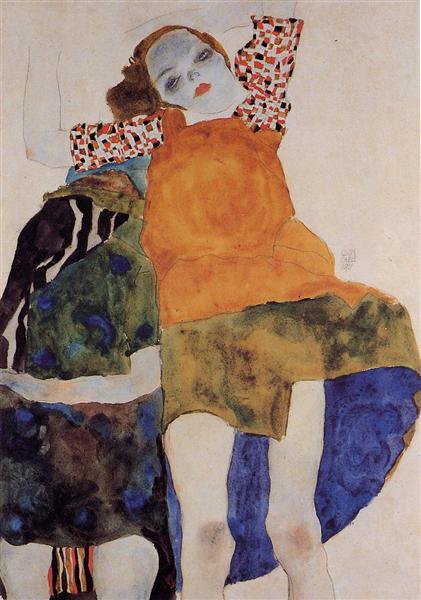 Two Seated Girls, 1911 - 席勒
