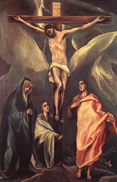 Cristo na cruz com as duas Marias e São João, 1588 - El Greco