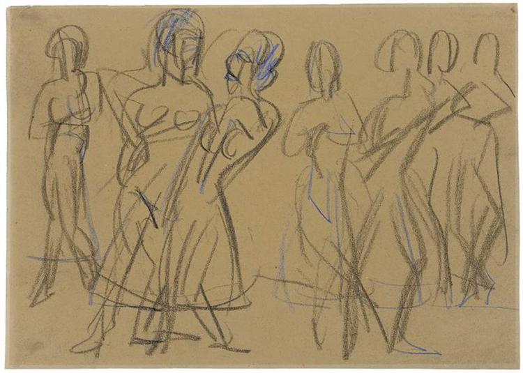 Dance Group of the Mary Wigman School in Dresden, 1926 - Ернст Людвіг Кірхнер
