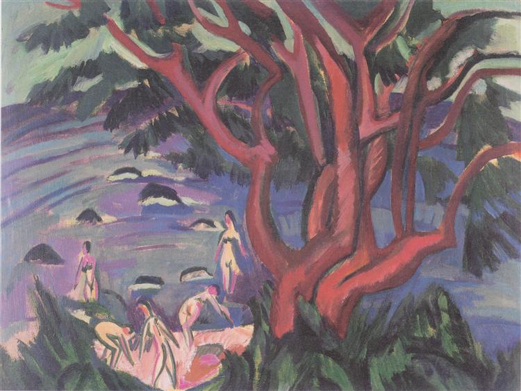 Red Tree on the Beach, 1913 - 恩斯特‧路德維希‧克爾希納