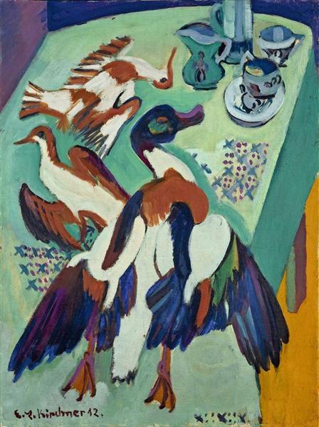 Still Life with Duck and Snipe, 1920 - Ernst Ludwig Kirchner