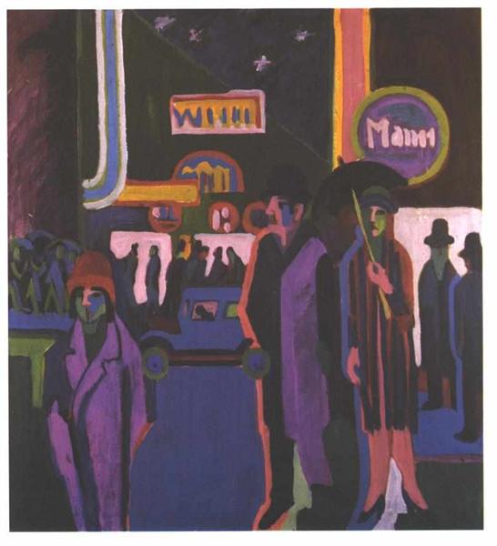 Street Scene at Night - 恩斯特‧路德維希‧克爾希納