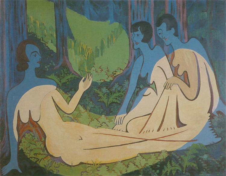 Three Naked in the Forest, 1934 - 1935 - Эрнст Людвиг Кирхнер