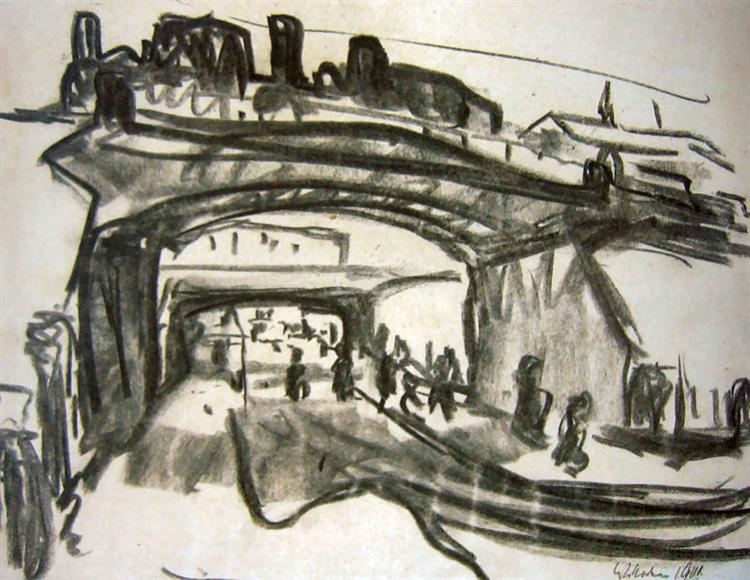 Two Railway Bridges in Dresden, 1909 - 恩斯特‧路德維希‧克爾希納