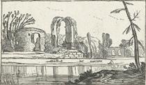 Ancient ruins by a river - Esaias van de Velde