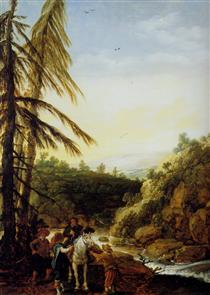 Landscape robbing of a equestrian - Есайас ван де Вельде