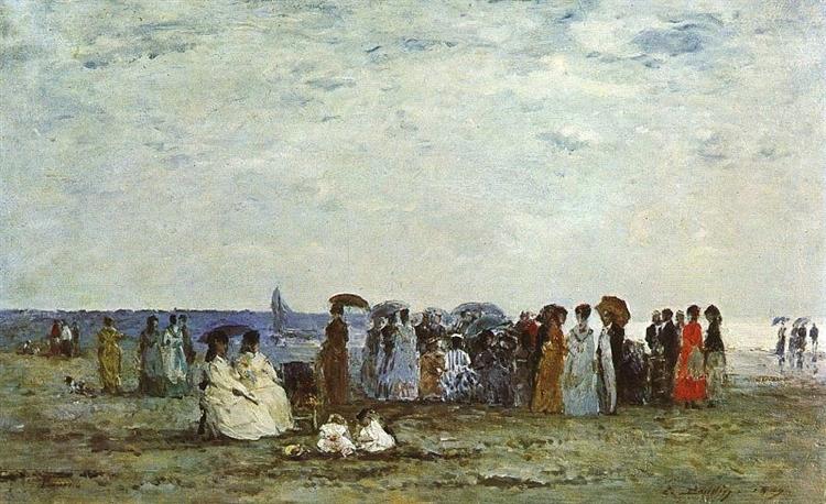 Bathers on the Beach at Trouville, 1869 - 歐仁·布丹