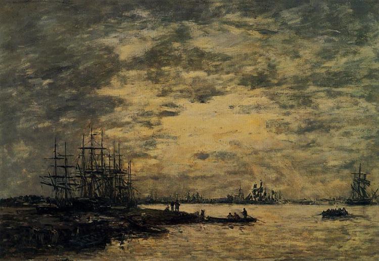 Bordeaux, Boats on the Garonne, c.1875 - Eugène Boudin