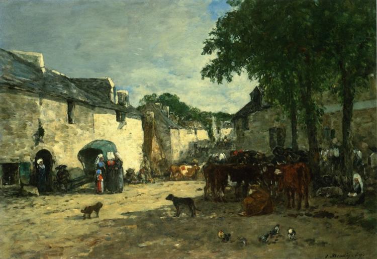 Cattle market at Daoulas, Brittany, 1861 - 歐仁·布丹