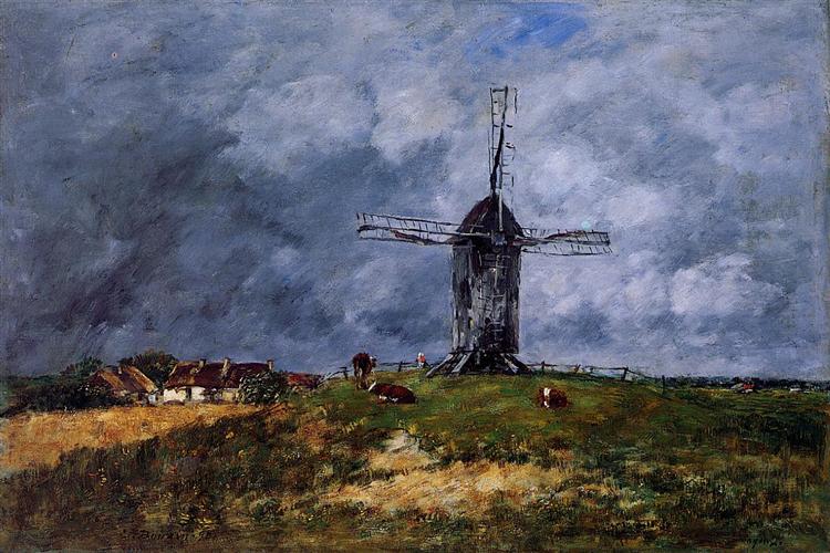 Cayeux, Windmill in the Countryside, Morning, 1890 - Eugène Boudin
