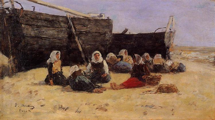 Fishwomen Seated on the Beach at Berck, c.1878 - Eugène Boudin