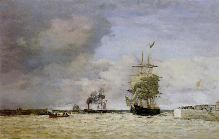 Le Havre. Entrance to the Port., c.1864 - Эжен Буден