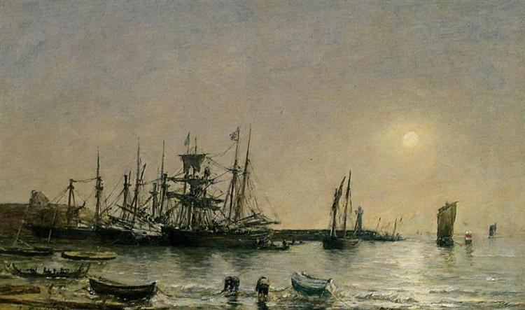 Portrieux Boats at Anchor in Port, 1873 - Eugene Boudin