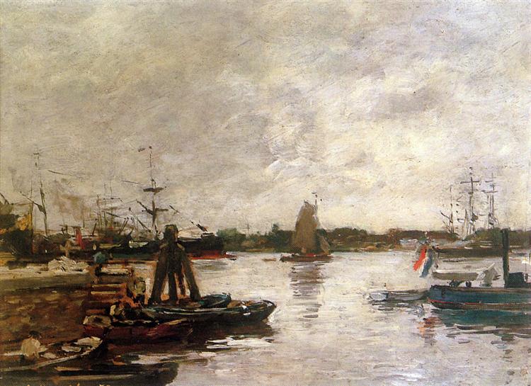 The Spanish quay in Rotterdam Sun, 1879 - Eugène Boudin