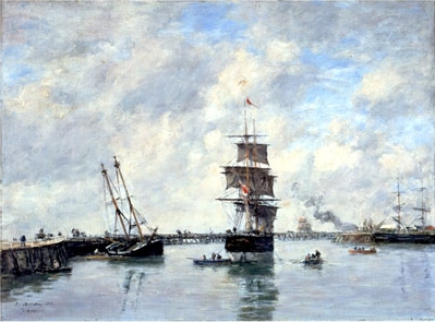 Trouville, piers, high tide, 1885 - 歐仁·布丹