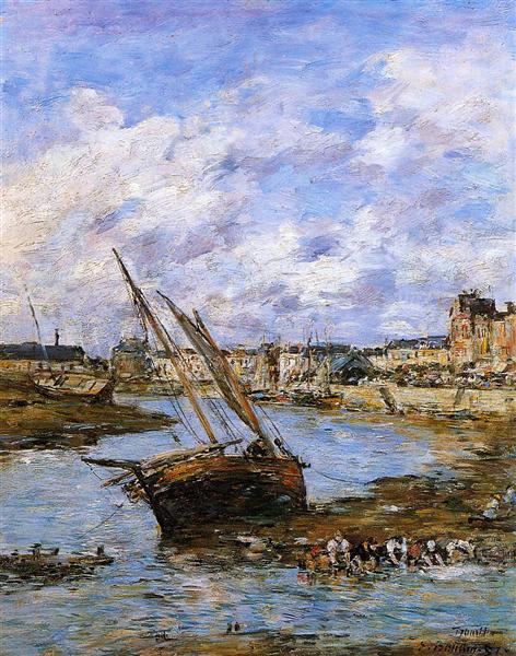 Trouville, the Inner Port, Low tide, 1881 - Эжен Буден