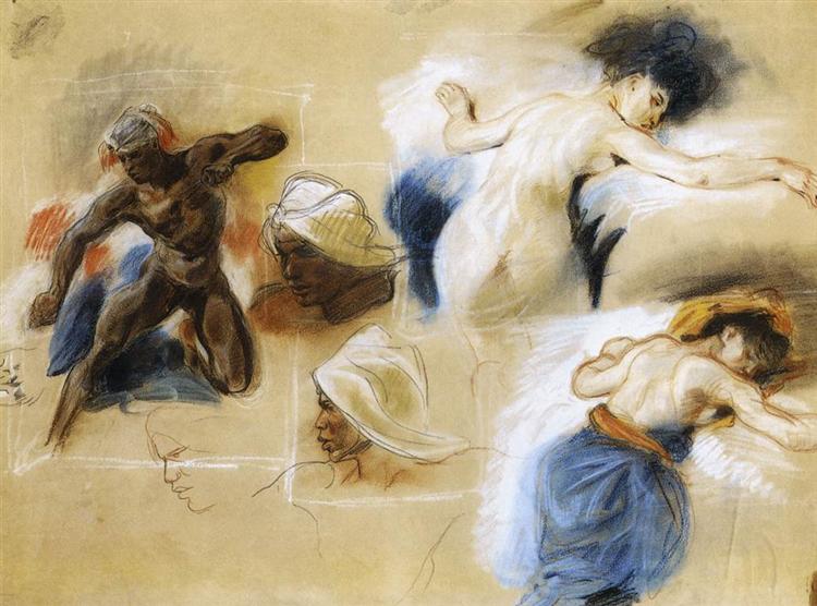 Sketch for The Death of Sardanapalus, 1827 - Eugene Delacroix