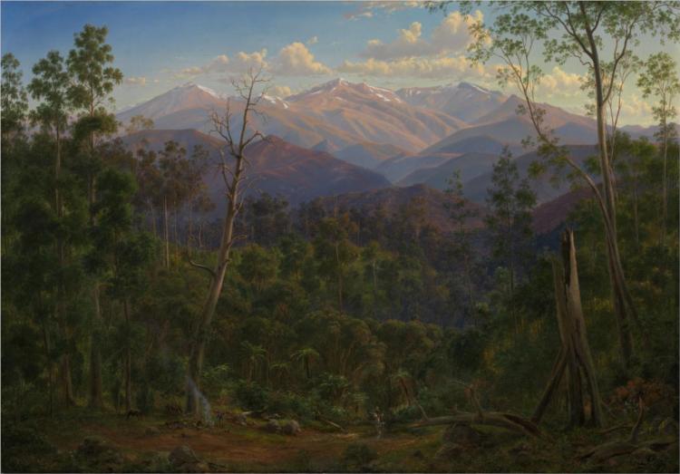 Mount Kosciusko, seen from the Victorian border (Mount Hope Ranges), 1866 - Eugene von Guérard