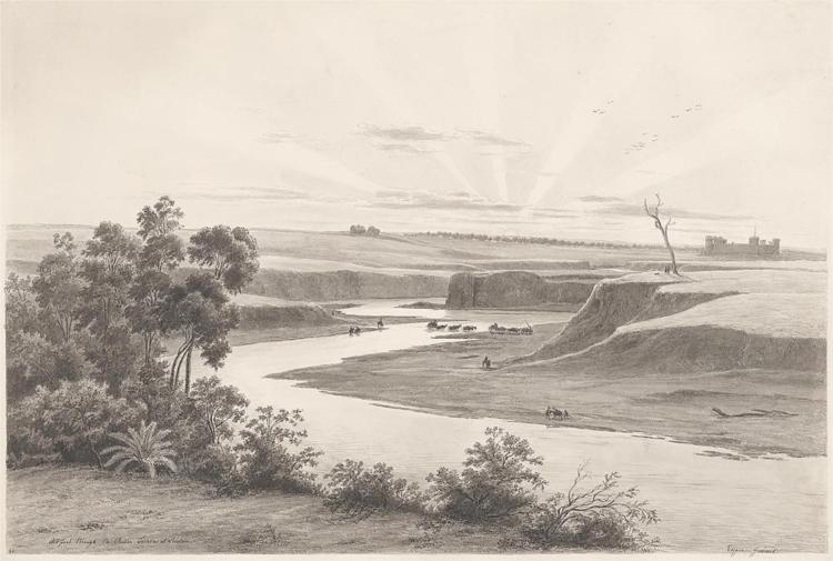 Old ford through the River Torrens at Adelaide, 1858 - Eugene von Guérard