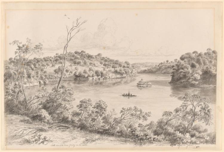 South view of the River Glenelg near its mouth, 1858 - Eugene von Guerard