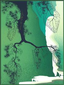 Sea Cliffs and Pine Branch - Eyvind Earle