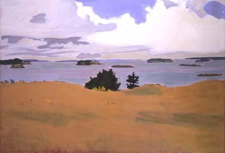 Penobscot Bay with Yellow Field, 1968 - Fairfield Porter