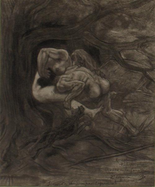 The Prehistoric Mating or Hunting for the Femal - Felicien Rops