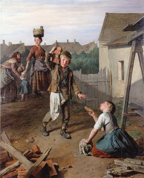 Construction laborers receiving their breakfast, 1859 - 1860 - Ferdinand Georg Waldmüller