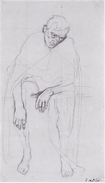 Study of the disappointed souls or Weary of life, 1891 - Ferdinand Hodler