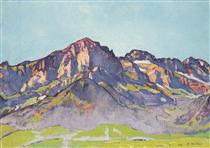 The Dents Blanches in Champéry at the morning sun - Ferdinand Hodler