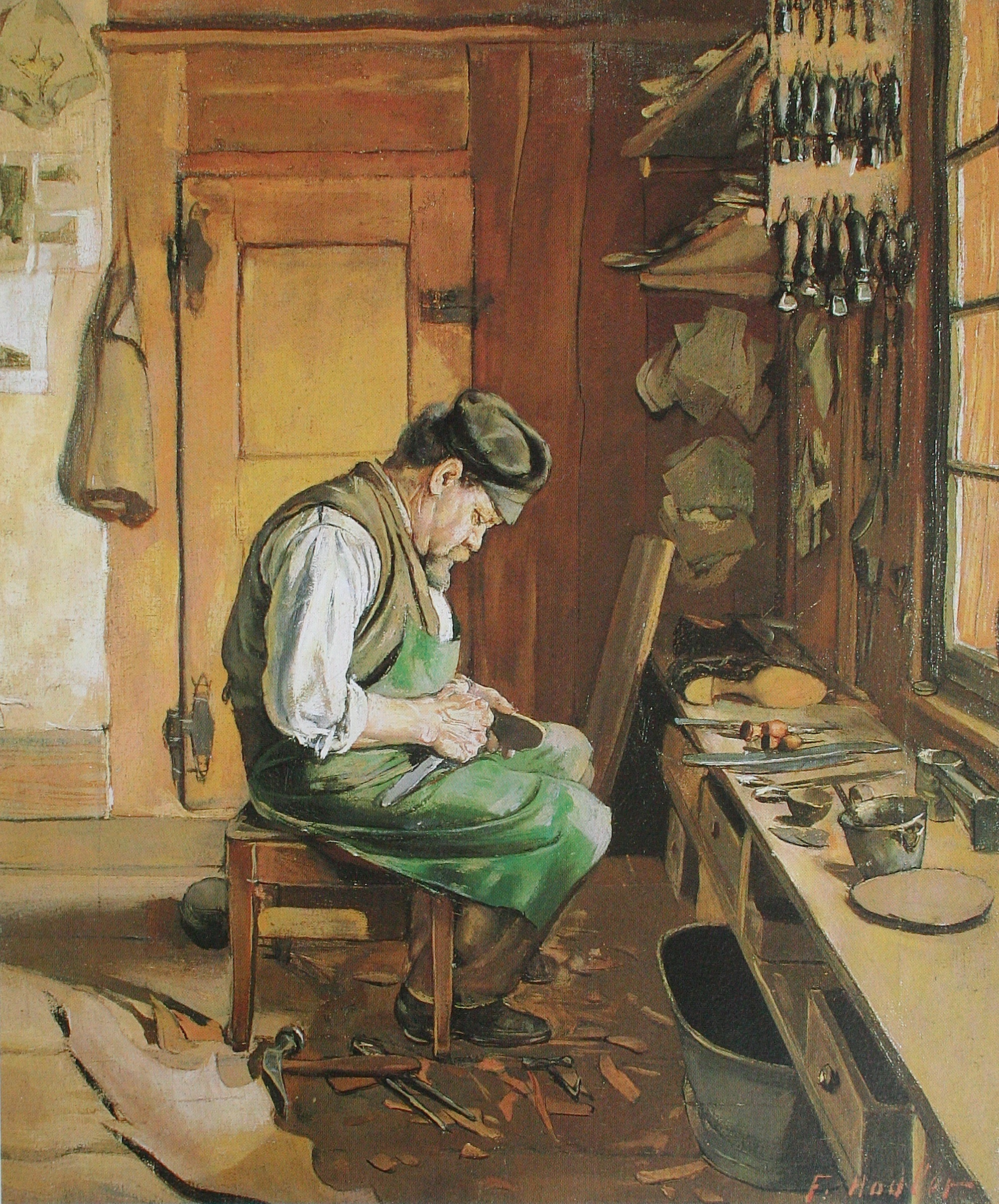 FERDINAND HODLER, FIGURE DE LA PEINTURE SUISSE The-shoemaker-1878