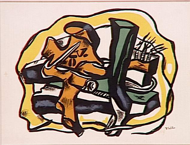 Composition on yellow background (green Logs), 1954 - Fernand Leger