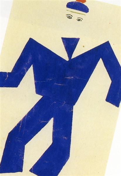 Skating Rink Marine blue and red drawing of costume, 1921 - Фернан Леже