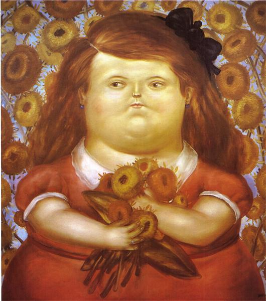 Woman with Flowers, 1976 - Фернандо Ботеро