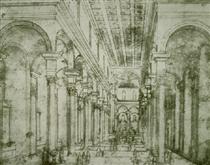 Perspective drawing for Church of Santo Spirito in Florence - Філіппо Брунеллескі