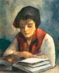 Girl Reading - Francisc Sirato