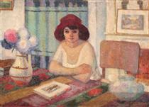 Young Woman in Interior - Francisc Sirato