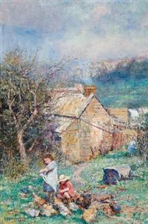 The cottage children (Rain and sunshine) - Frederick McCubbin
