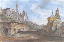 View of the Sovereign's Palace and the Church of the Annunciation in the Rye yard - Fiódor Alekseiev