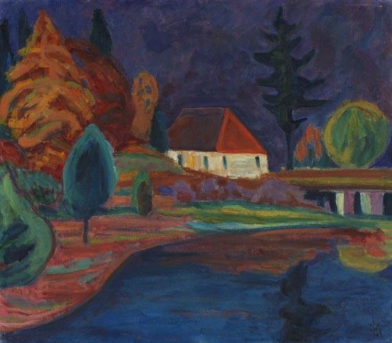 Landschaft mit Haus in Oberau, 1908 - Gabriele Munter