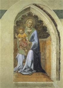 Madonna and Child with Angels Madonna and Child with Angels Gentile da Fabriano Fresco Orvieto, Cathedral - 簡提列·德·菲布里阿諾
