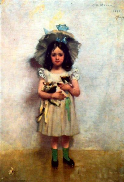 Girl with Cats, 1886 - Георге Деметреску Миреа